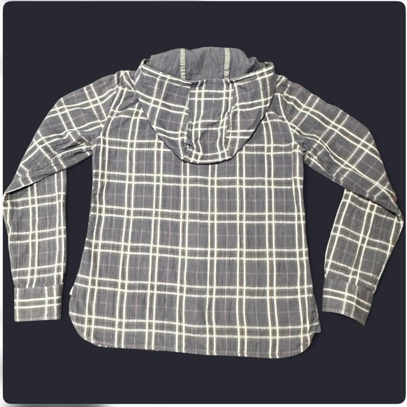 Horny Toad Grey and White with pink accents Plaid Zip Hoodie Size Medium - Picture 6 of 8